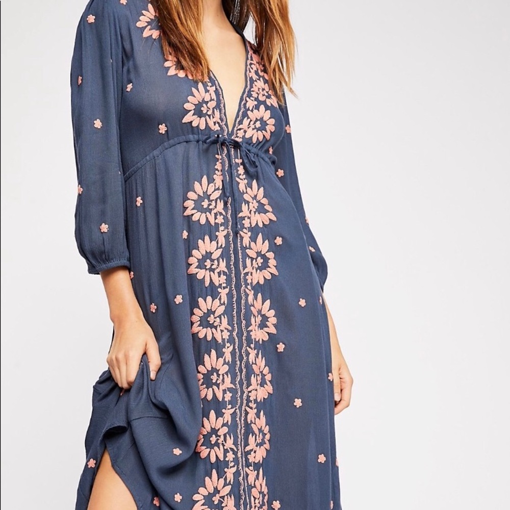 Free People Embroidered Fable Midi Dress